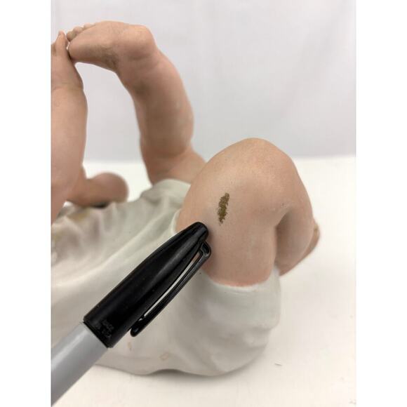 Antique Gebruder Heubach Bisque Piano Baby on Back Germany 9.5" Long - Picture 14 of 16